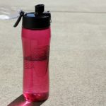 A pink water bottle